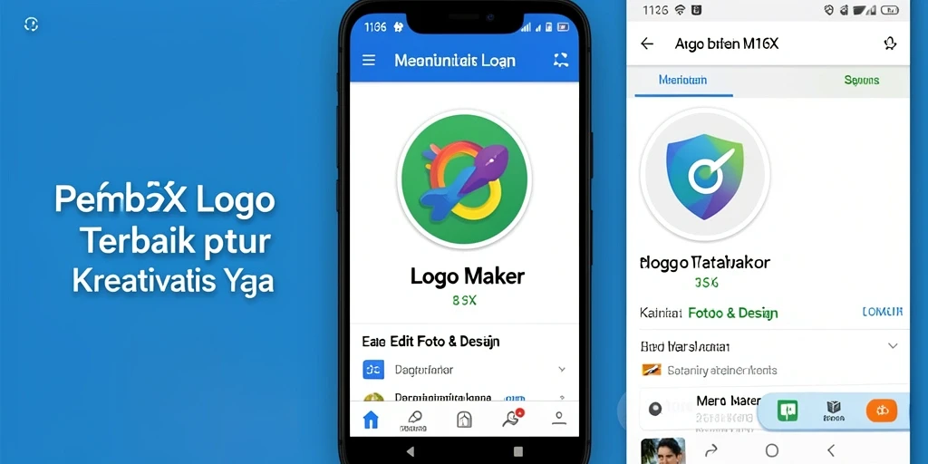 Tampilan antarmuka 116X saat merancang logo yang kreatif.