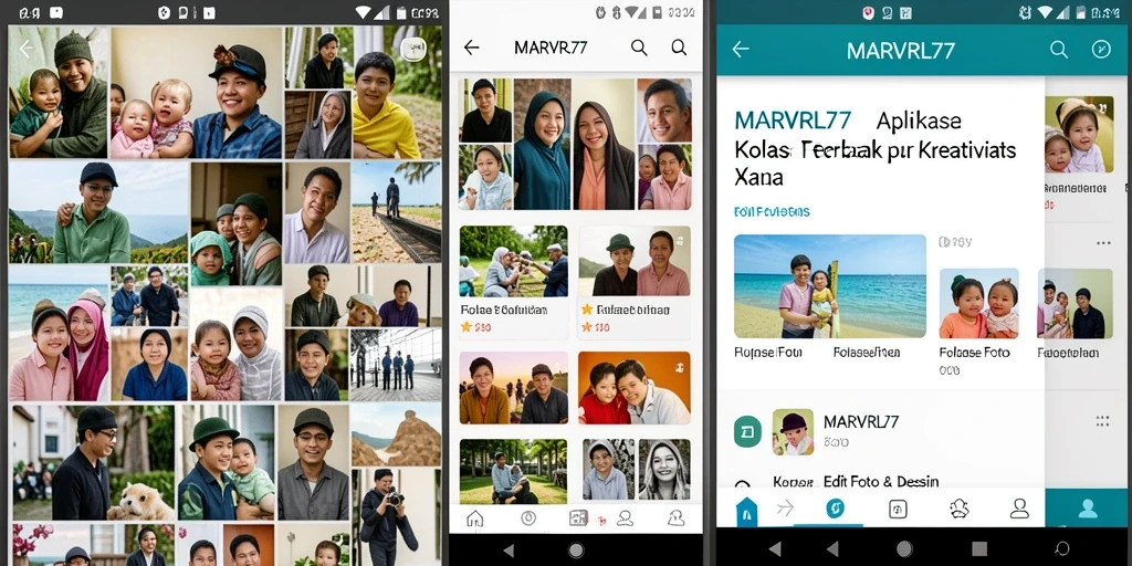 Tampilan antarmuka aplikasi Kolase Foto MARVRL77 yang intuitif dan menarik.