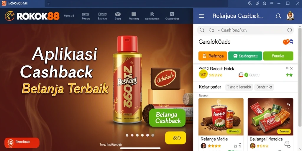 Antarmuka ROKOK88 menampilkan penawaran cashback yang menarik.