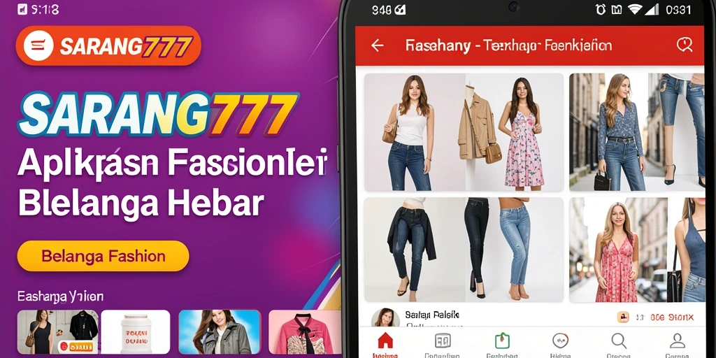 Screenshot aplikasi SARANG777 dengan antarmuka fashion yang menarik.