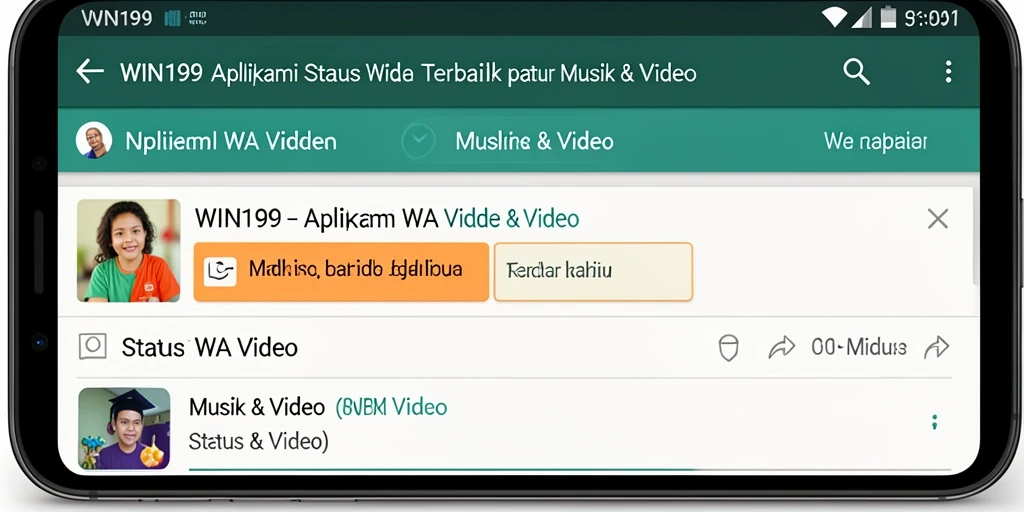 Tampilan antarmuka aplikasi WIN199 dengan berbagai pilihan video menarik.